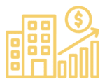 Building with upward financial growth chart